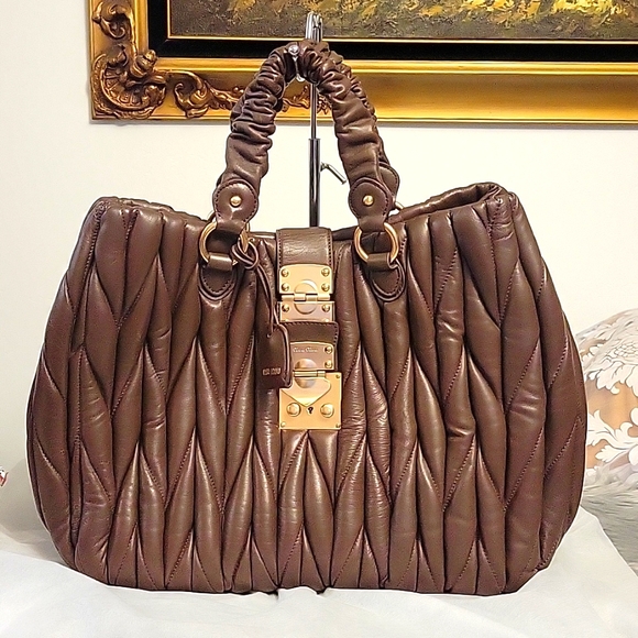 Miu Miu Handbags - MIU MIU Matellase leather Large Satchel handbag